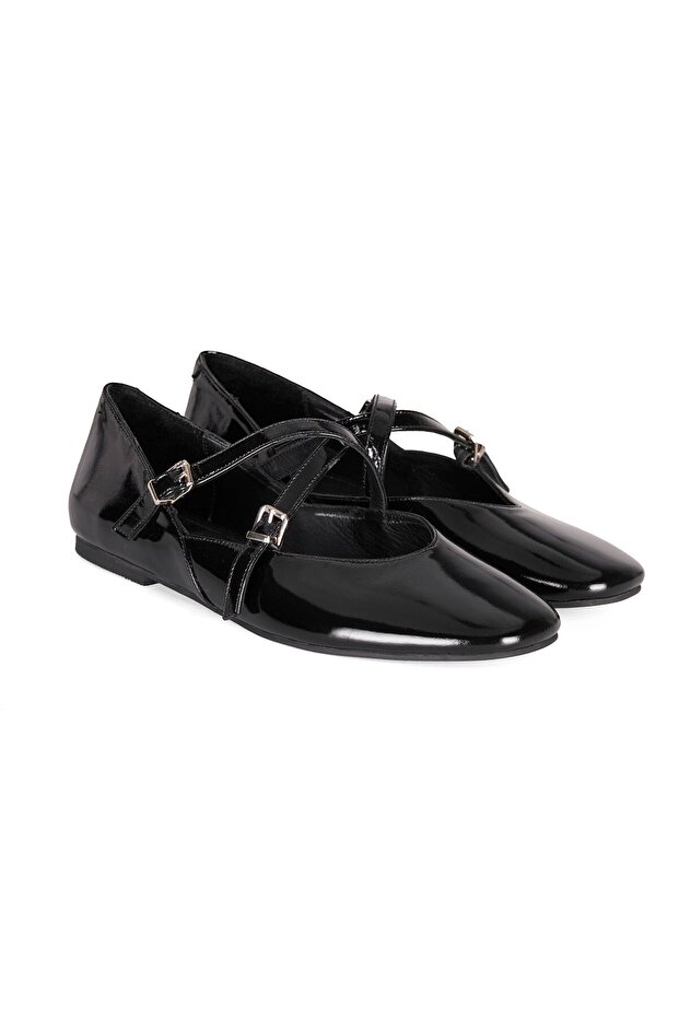 Women's Black Mary Jane Leather Casual Shoes