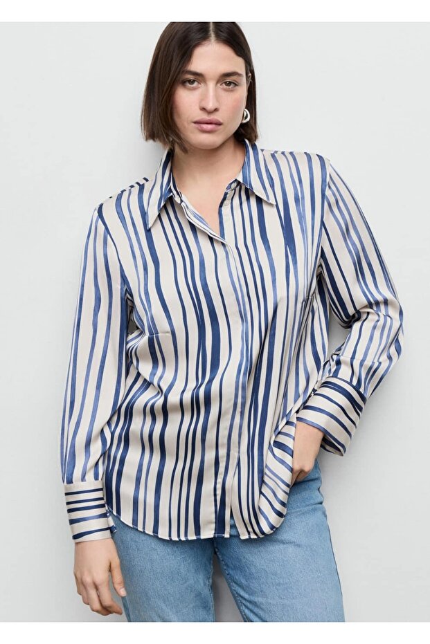 Dökümlü desenli gömlek - 6