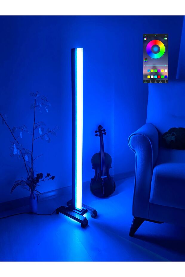 Bluetooth Kontrollü Akıllı LED Ahşap Lambader - 7