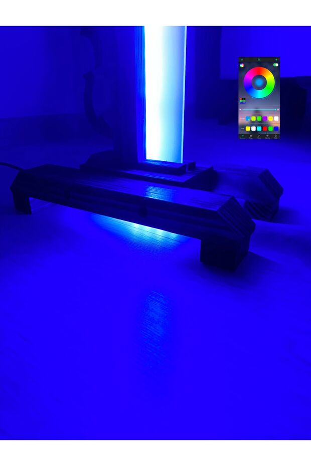 Bluetooth Kontrollü Akıllı LED Ahşap Lambader - 9