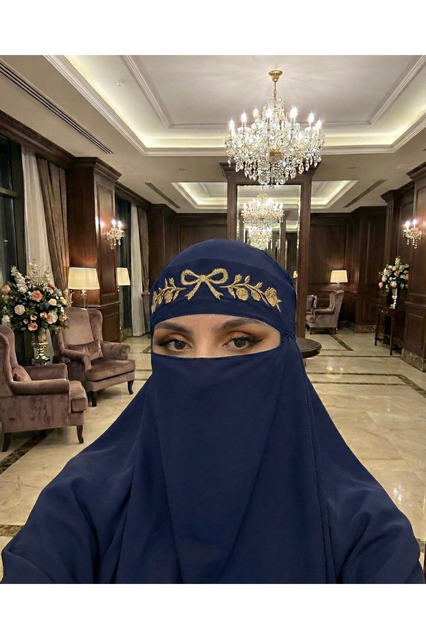 Embroidered Veil, Outer Veil, Hijab Veil, Front-Covering Veil