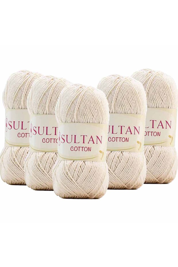 (5 Pieces) No:00 Light Cream Sultan Cotton Amigurumi Yarn