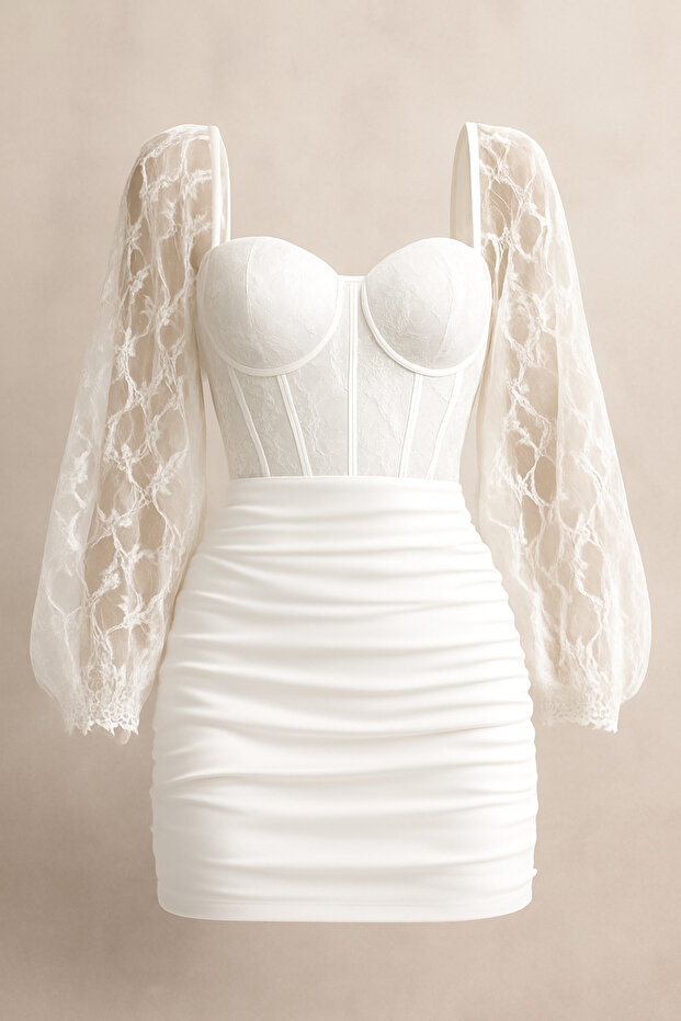 Dantel kol elbise - 1