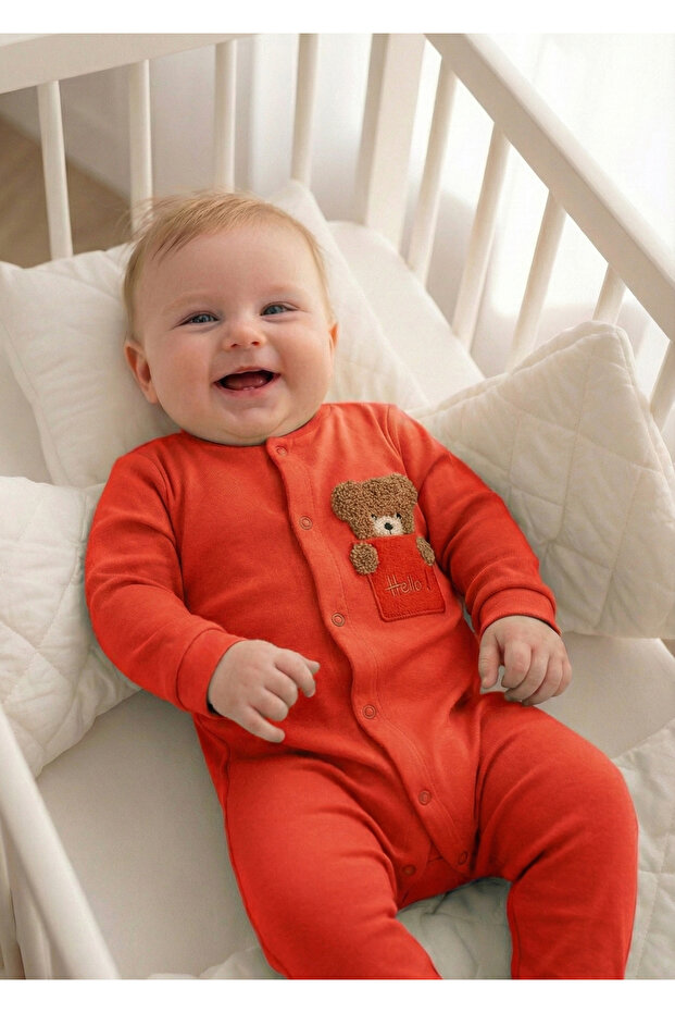 Teddy Bear Embroidered 3 - 24 Months Baby & Kids Cotton Jumpsuit Unisex