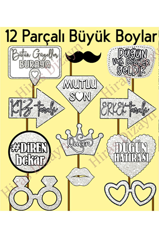 12Pcs Bride Wedding Concept Sparkling Appearance Speech Bubble Selfie Sticks for Photo Shoot