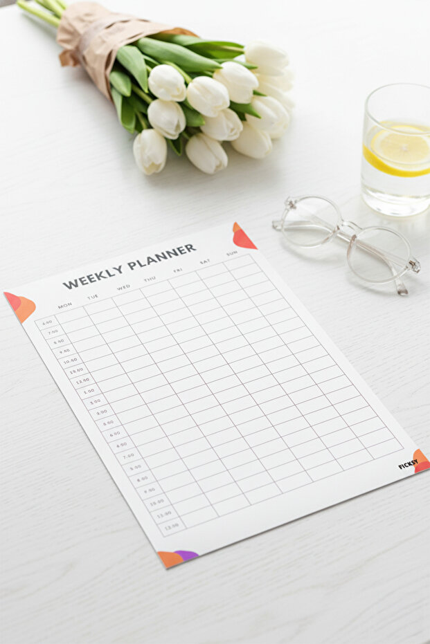 مخطط أسبوعي - مقاس A4 - 30 ورقة - مخطط أسبوعي - 4