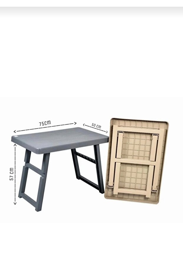طاولة رحلات بلاستيكية قابلة للطي بلون رمادي - 2