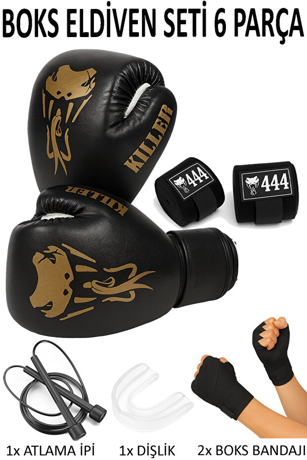 Genel Markalar Kıller Boks Eldiveni Seti Boxing Gloves Boks Bandajı Boks Dişliği Atlama Ipi Kick Boks Eldiveni