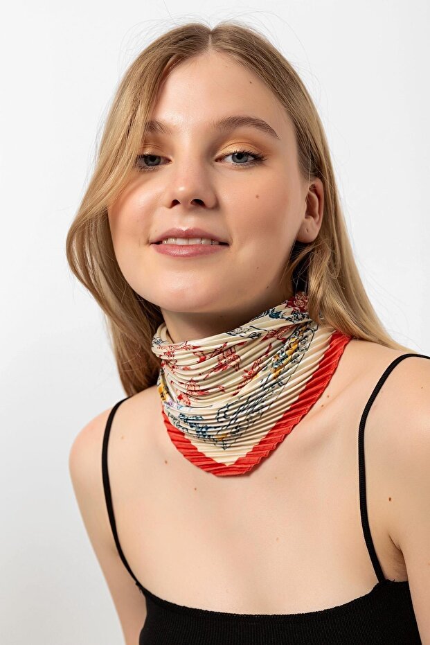 Bandană eșarfă plisată cu model - 3