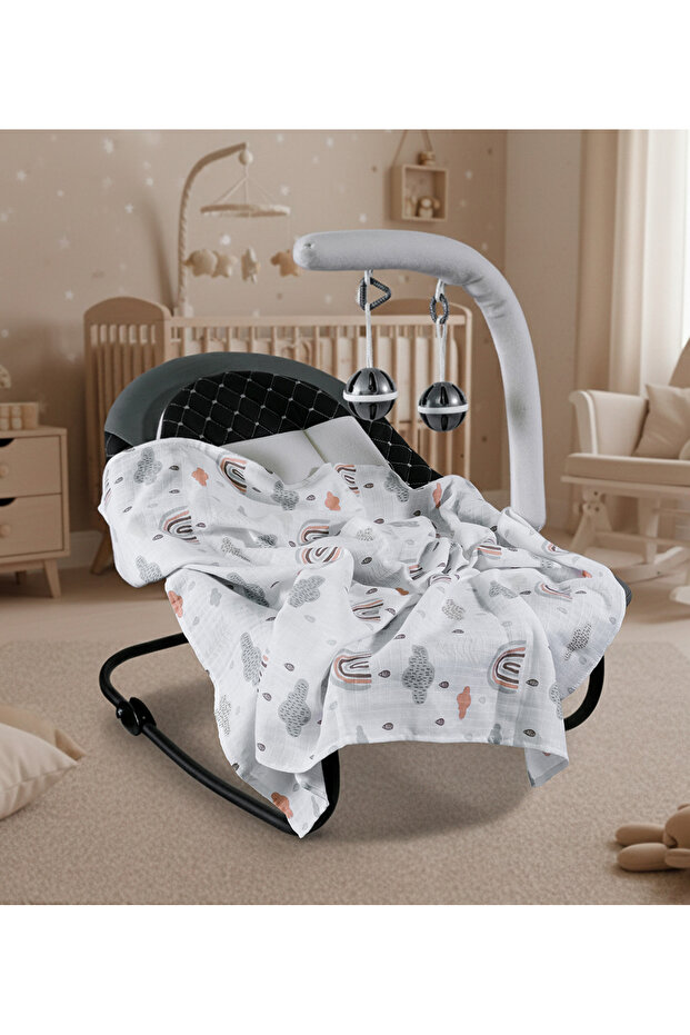 غطاء وبطانية موسلين منقوشة - 2