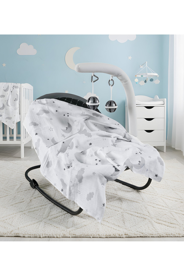 غطاء وبطانية موسلين منقوشة - 3