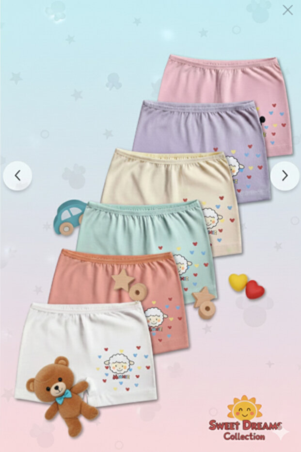 Girls' Printed Boxer 100% Cotton 6-Pack Economical Pack, Quality and Affordable