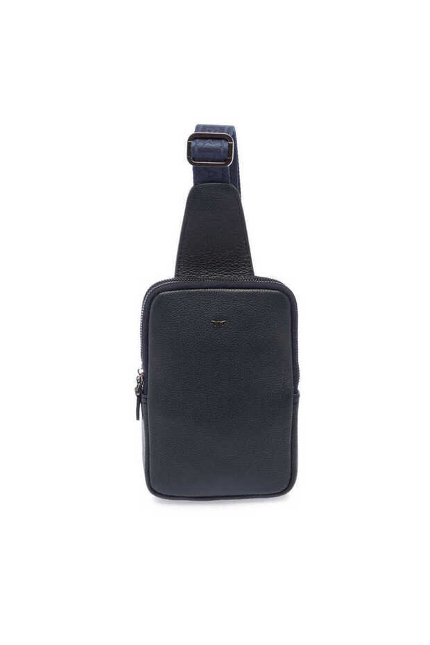 Navy Blue Genuine Leather Men's Crossbody Bag - S1Ac00021487-X86