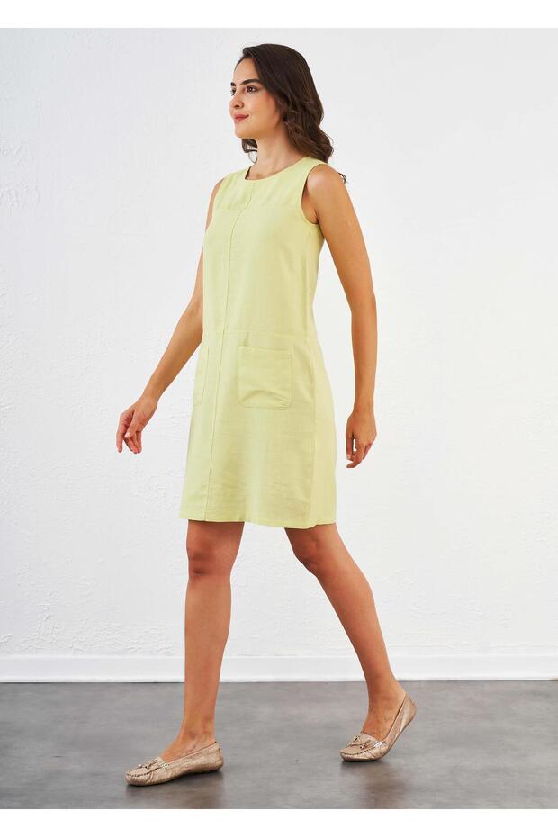 Kadın Keten Elbise - 45367 - 3