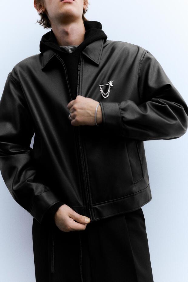 Suni deri trucker ceket - 6