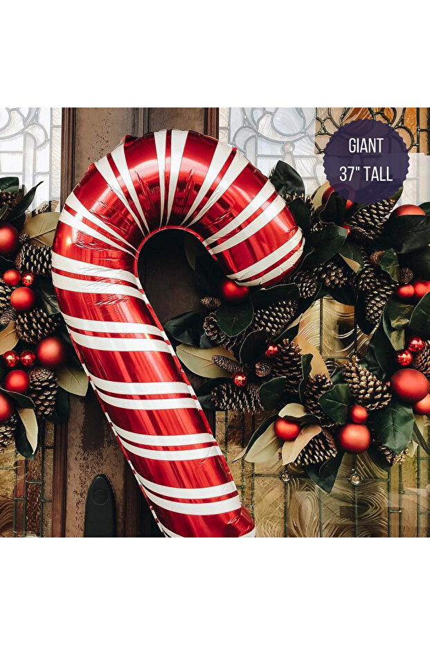 New Year's Candy Cane Foil Balloon Large Size New Year 80-36cm