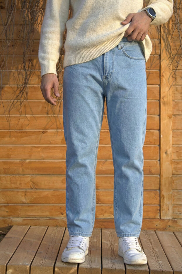 Ice Blue Straight Boyfriend Jean Denim Pants
