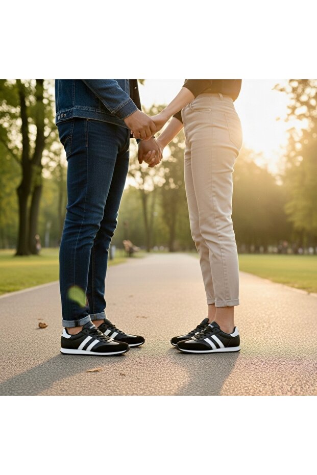 Unisex Black and White High-Sole Shoes