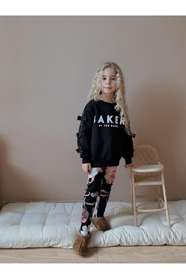 Girl's Black Ribbed Tights Winter Set