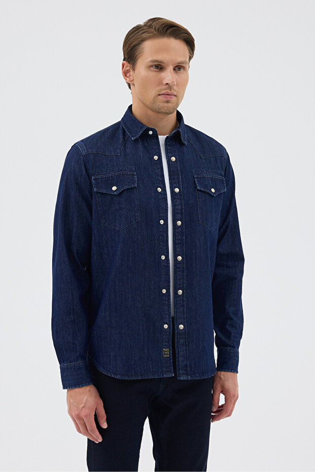 Çift Cepli Kot Gömlek - 2