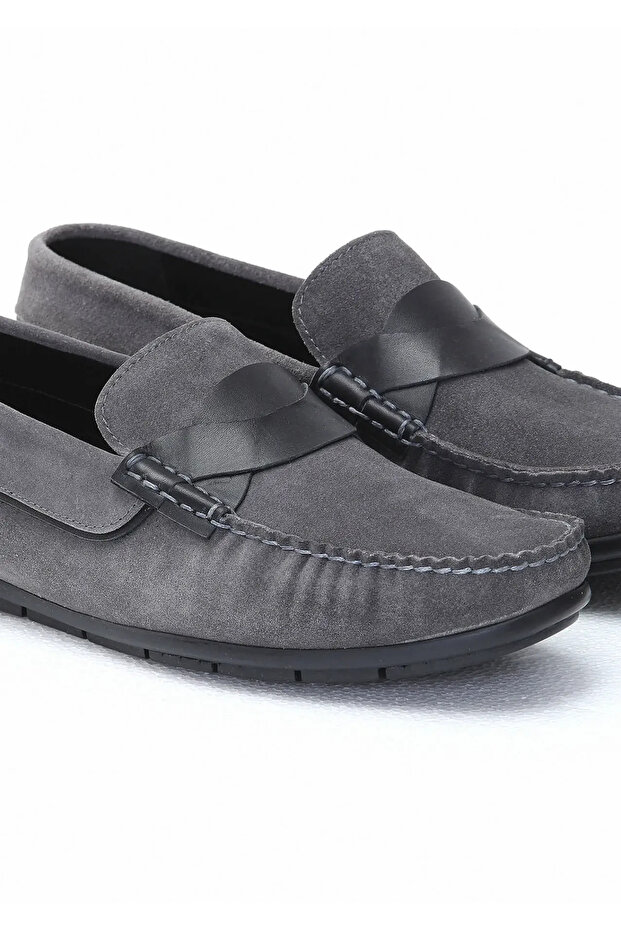 Gri Süet Casual Loafer - 3