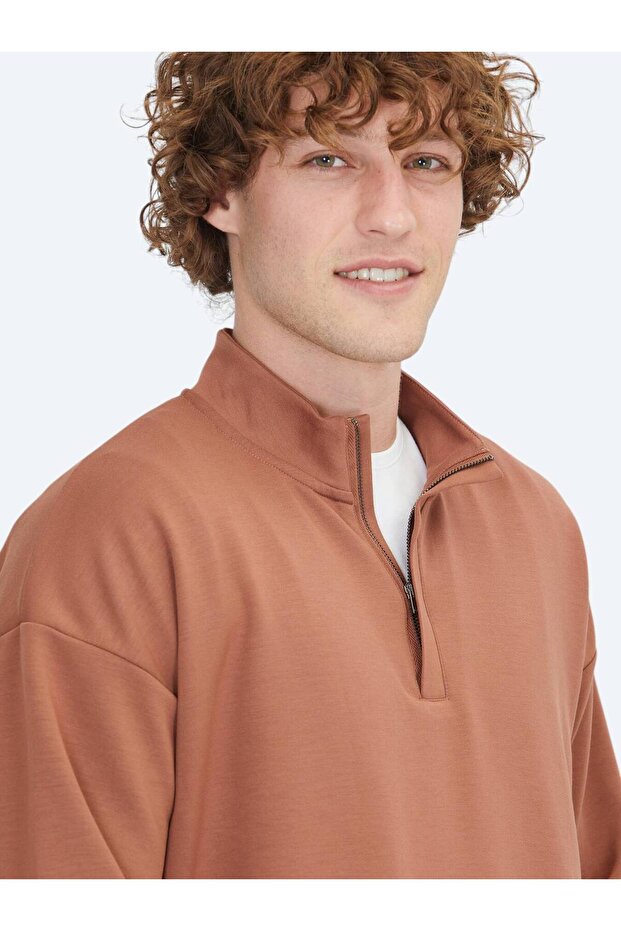 Kiremit Dik Yaka Sweatshırt - 3