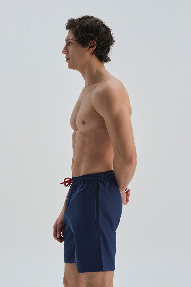 Lacivert Micro Orta Düz Deniz Şortu - 3