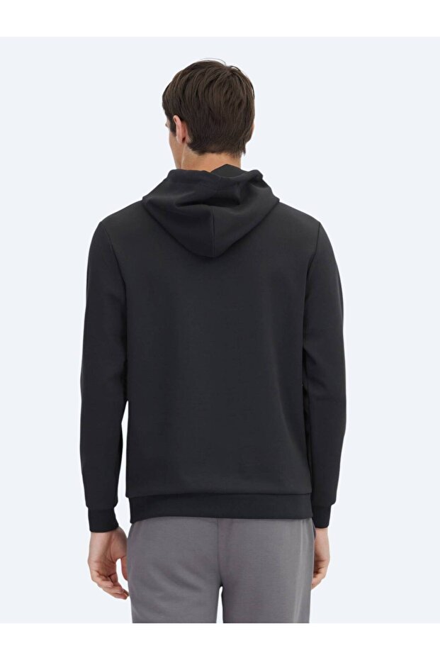 Siyah Kapüşonlu Sweatshırt - 5
