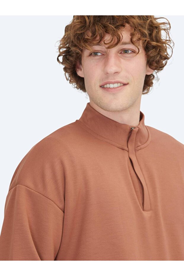 Kiremit Dik Yaka Sweatshırt - 4