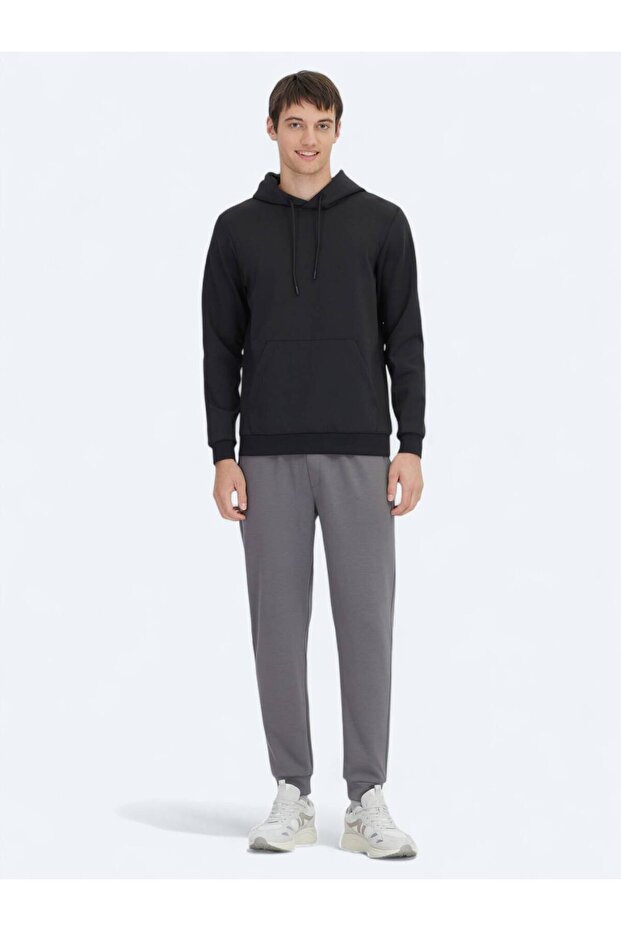 Siyah Kapüşonlu Sweatshırt - 2