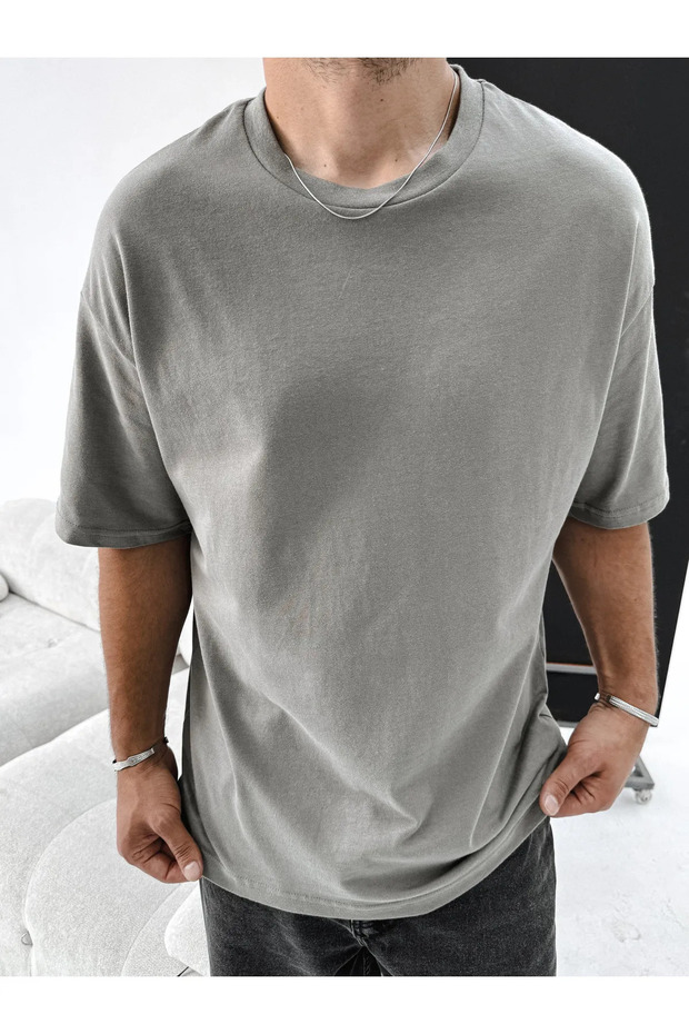 Šedé oversize Basic tričko - 1