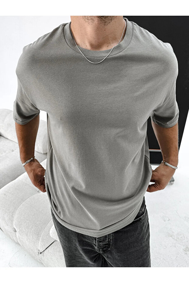 Šedé oversize Basic tričko - 2