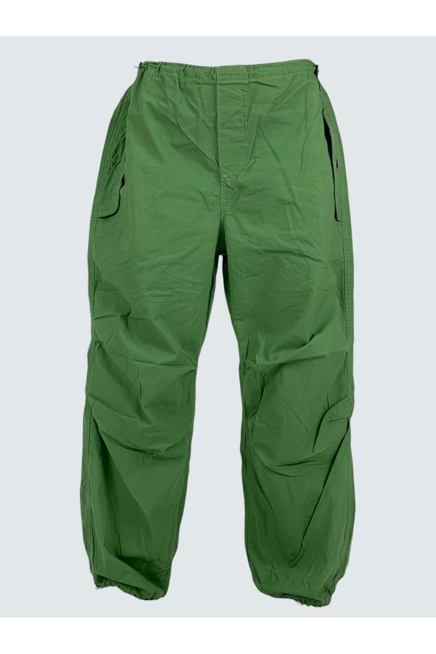 Y2K String Pleated Waist Leg Rubber Detail Snap Cover Pocket 4 Season Pants