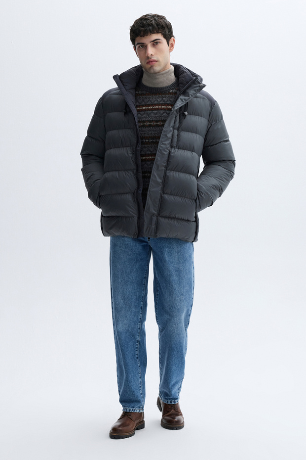 KAPÜŞONLU PUFFER MONT - 5