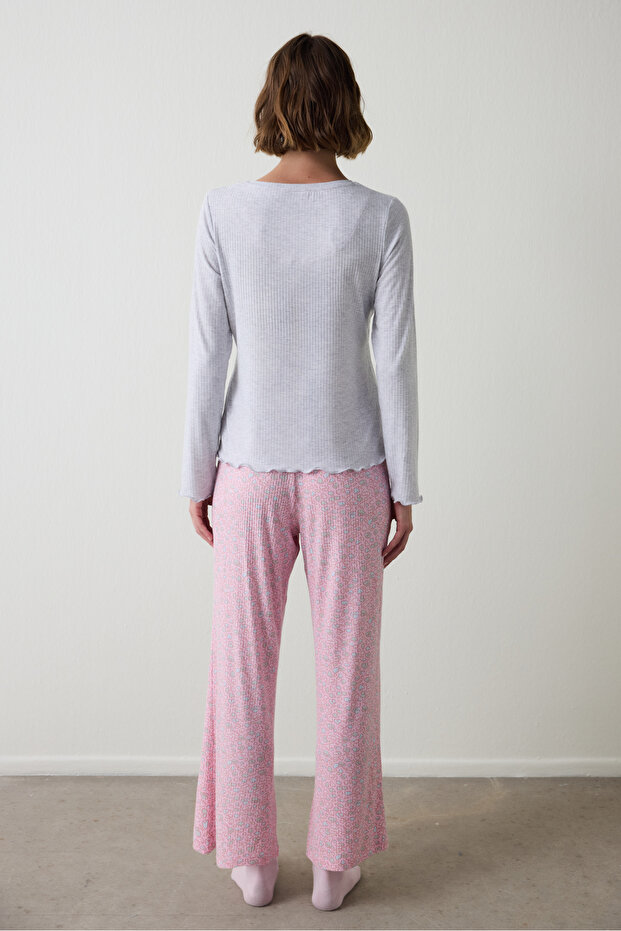 Açık Pembe Not Today Çiçekli Pijama Altı - 5