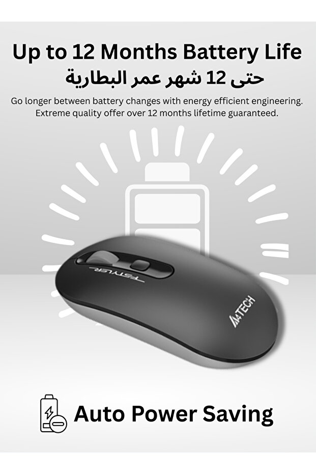 FG20 Fstyler 2.4G Wireless Mouse – Symmetric, 4 Buttons & 4-Way Wheel, 3-Level DPI (Black) - 8