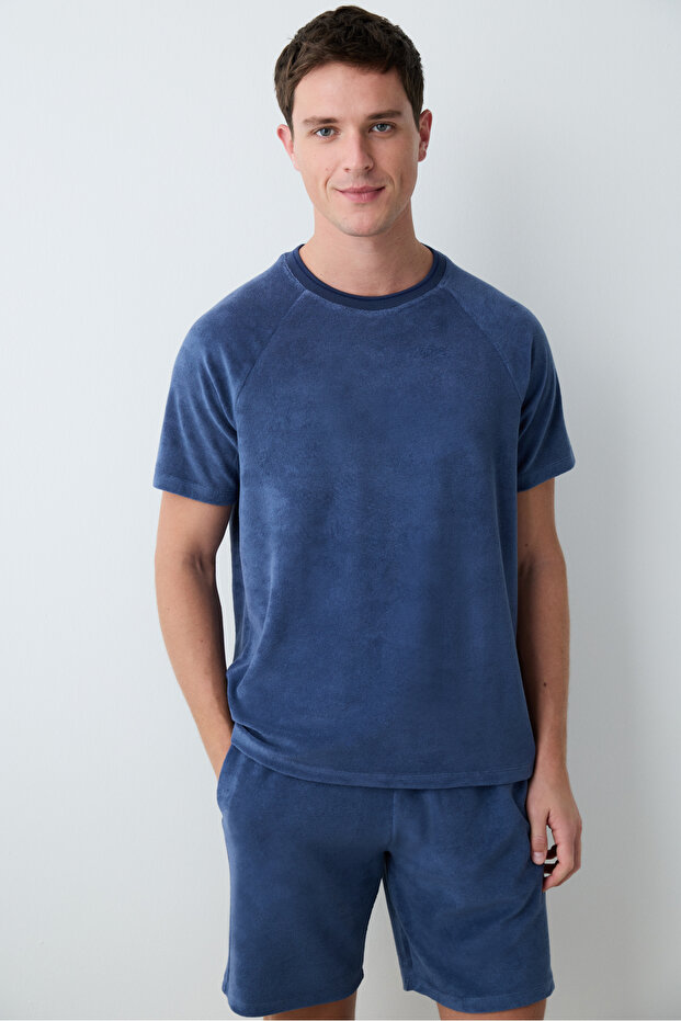 Erkek Basic Stone Şortlu Pijama Takımı - 2