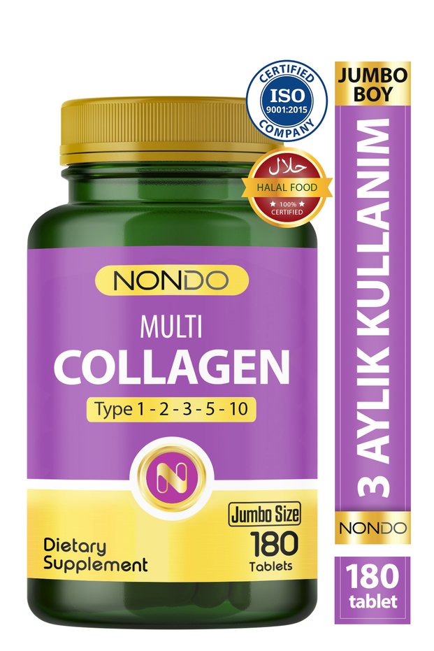 Multi Collagen 180 Tablets (Jumbo Size 5 Types Collagen Type 1-2-3-5-10 Hyaluronic Acid Zinc)