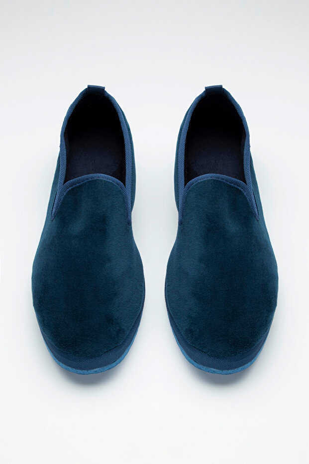 Navy Blue Suede Booties - 1