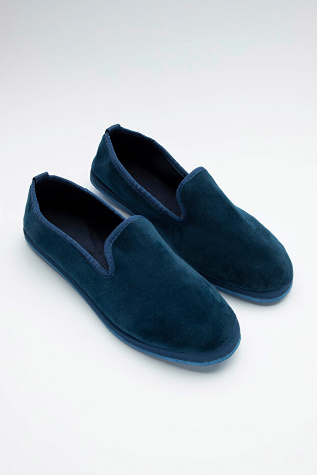 Navy Blue Suede Booties - 3