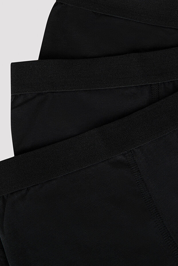 Erkek Pamuklu Basic Black 3'lü Boxer - 3