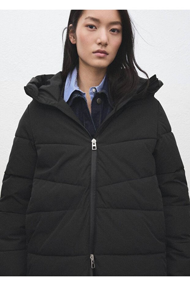 Kapüşonlu kapitone anorak - 1