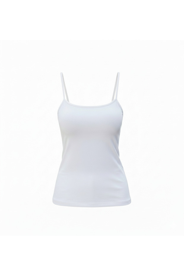 Tutku-Women's 6 Pieces 100% Cotton Thin White Women's Undershirt with Straps - 0135