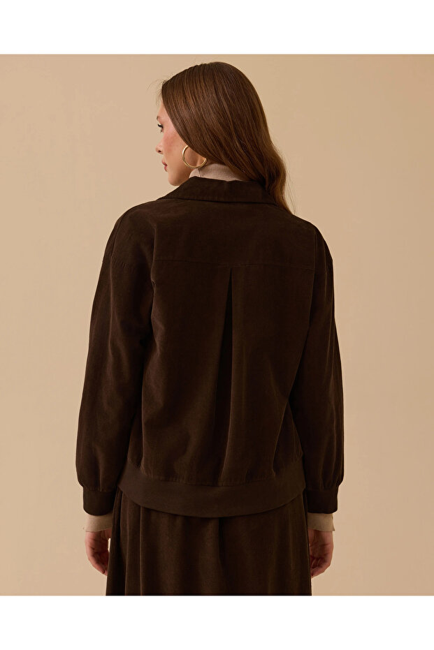 Düğmeli Kadife Ceket - 3