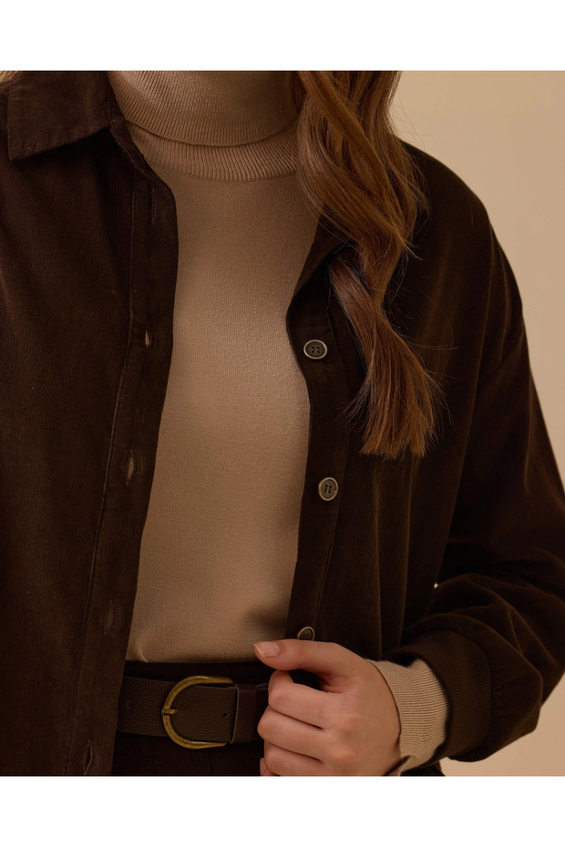 Düğmeli Kadife Ceket - 4