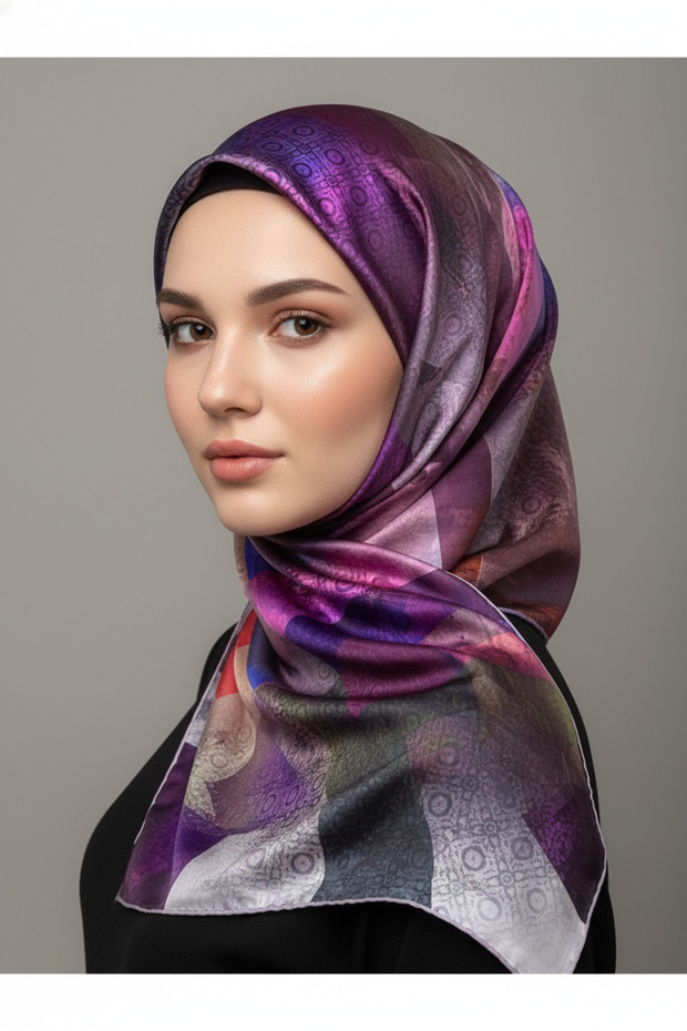 تريند الطباعة الرقمية التعادل صبغ مستطيل منقوشة وشاح رويان نمط 4 ألوان 1 - 1