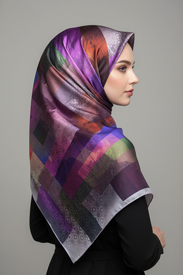 تريند الطباعة الرقمية التعادل صبغ مستطيل منقوشة وشاح رويان نمط 4 ألوان 1 - 3