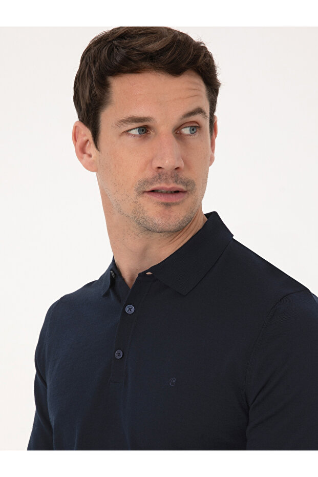 Lacivert Regular Fit Yün Karışımlı Polo Yaka Basic Triko Kazak 50318855-VR033 - 2