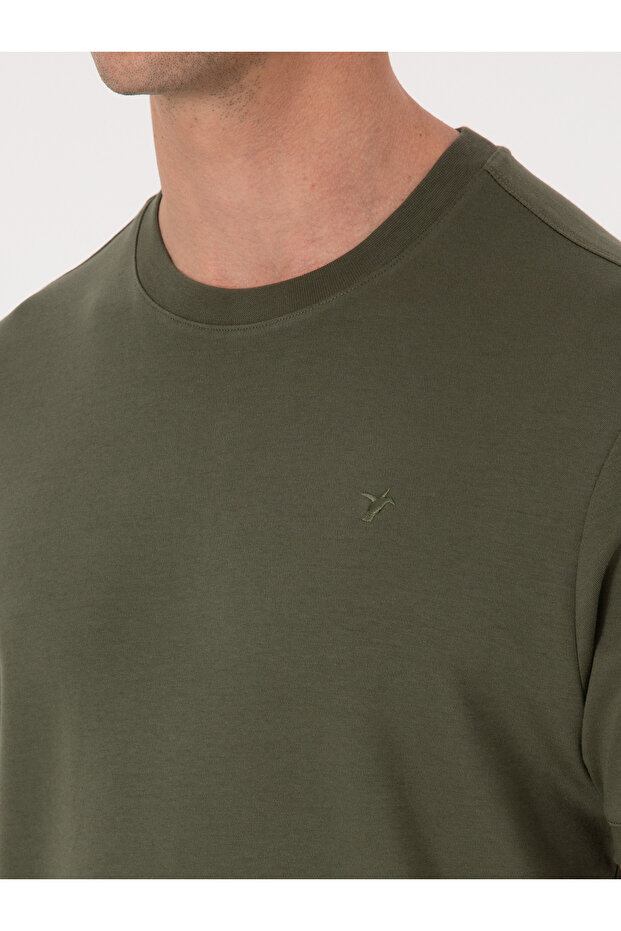 Haki Regular Fit %100 Pamuk Bisiklet Yaka Basic T-shirt 50319801-VR027 - 7