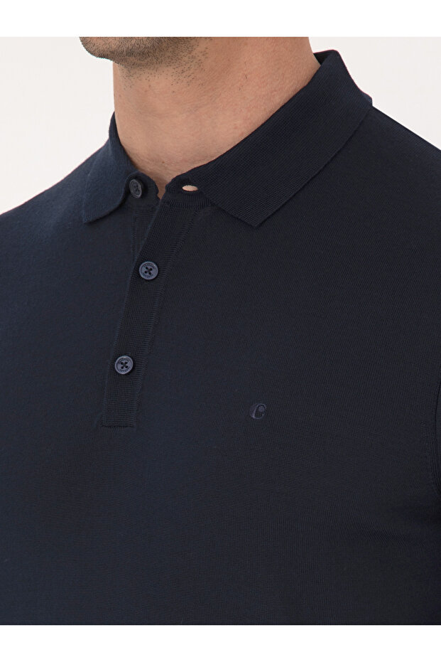 Lacivert Regular Fit Yün Karışımlı Polo Yaka Basic Triko Kazak 50318855-VR033 - 7